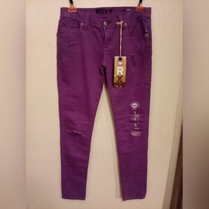 Roxy Women's Purple Distressed Pismo Super Skinny Fit Jeans Sz 5